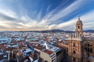 Centripetal acceleration - Malaga, Andalusia, Spain, view from the roof of building